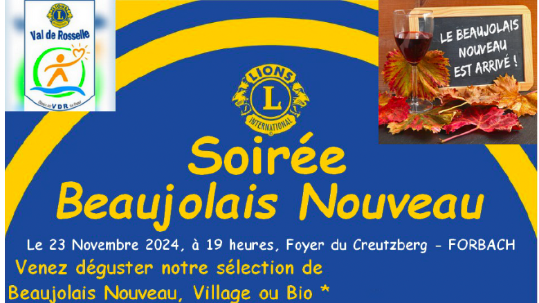 Samedi 23 novembre - Soirée Beaujolais Nouveau